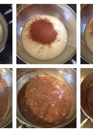 Una foto de Lustre de leche condensada con cacao en polvo