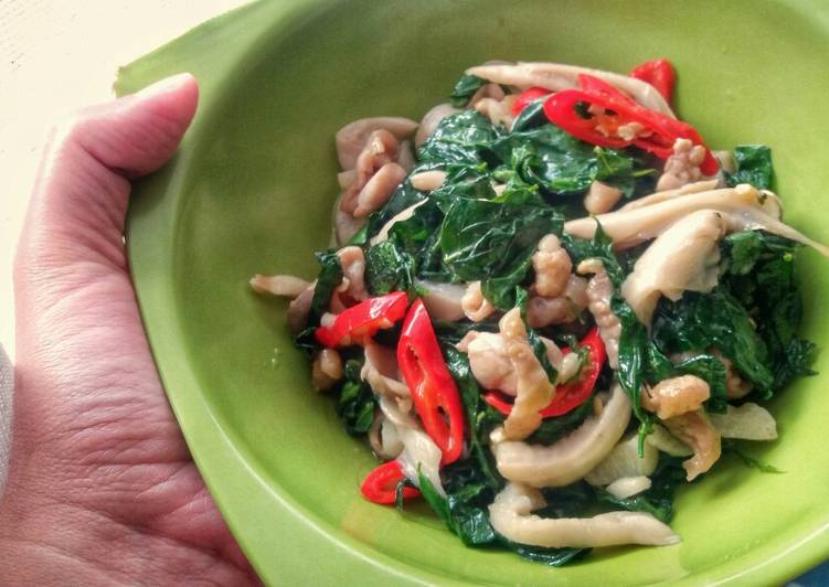 Step-by-Step Guide to Make Ultimate Sweet Leaf Bush Mushroom and Chicken Stir Fry