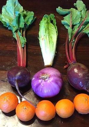 A picture of California Farm Glazed Summer Beetroot and Mandarin Dinner Salad.