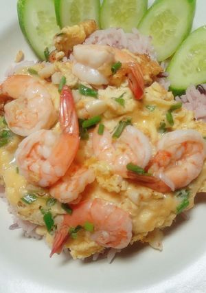 รูปของ ไข่เจียวหน้ากุ้ง​ สูตรเกือบคลีน🥚🦐