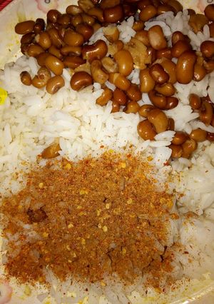 A picture of Rice and beans.