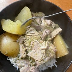 A picture of Pork & Potato With a Green Kick.