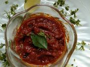 A picture of red chilli tomato chutney