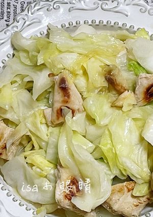 鹽麴雞炒高麗菜 的食譜成品照片
