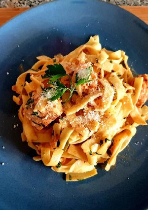 Foto resep 25.Tagliatelle al Salmone (Pasta ikan Salmon)