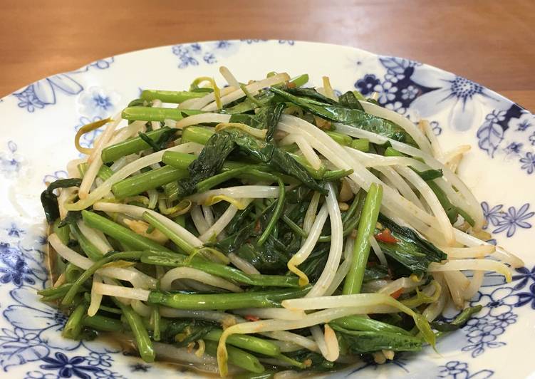 沙茶空心菜炒豆芽