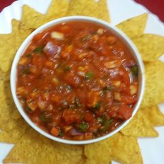 A picture of Red bell pepper salsa dip.