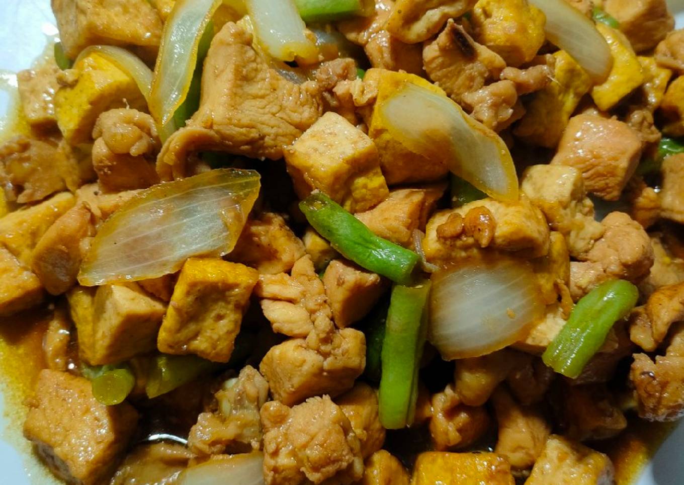 Tumis Tahu Ayam Buncis Saus Tiram