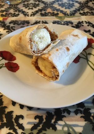A picture of Banana peanut butter tortilla.