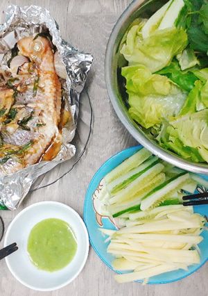 Hình của món Cá diêu hồng nướng giấy bạc.