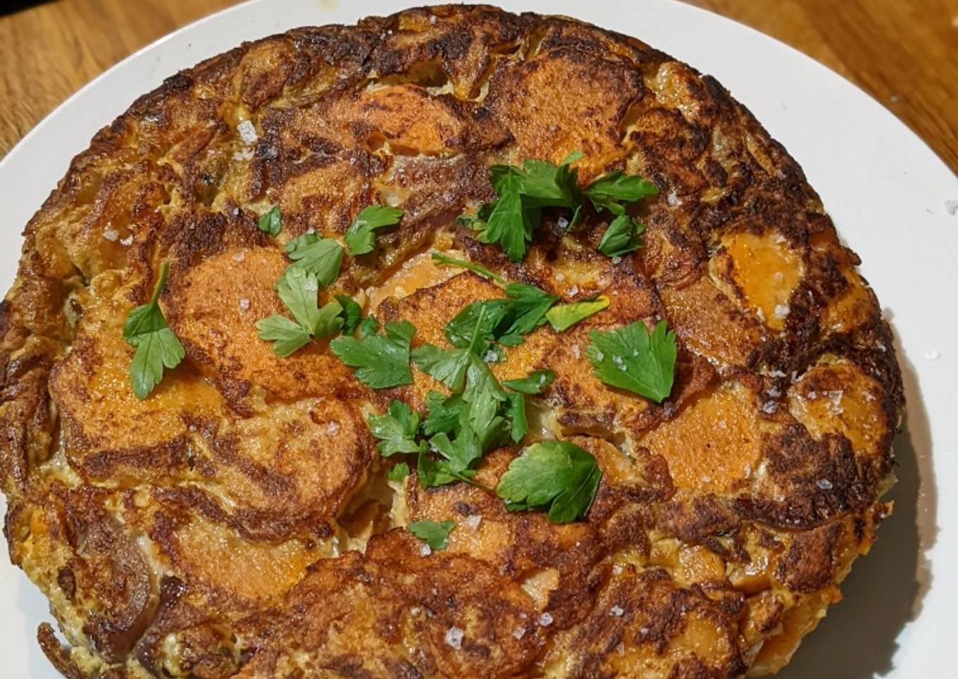 Sweet potato, red onion and cheese Spanish omelette Tortilla