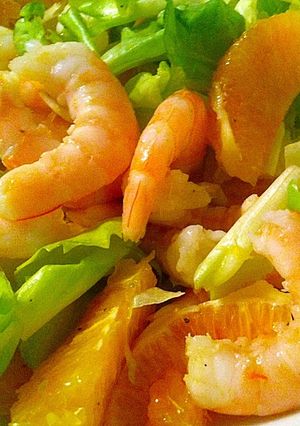 Foto principal de Escarola con gambas y naranja