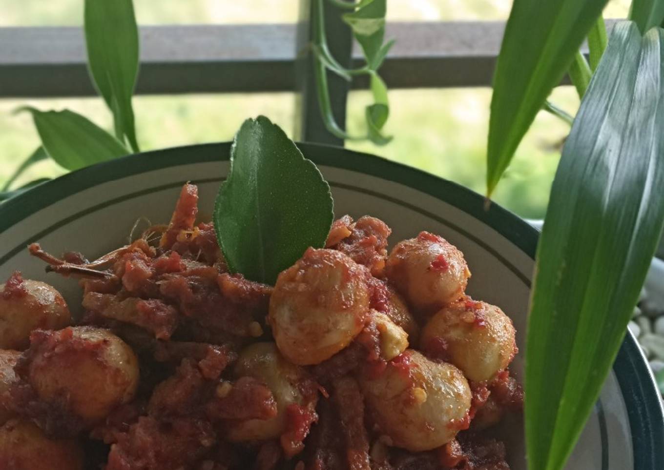 Balado tempe dan telur puyuh