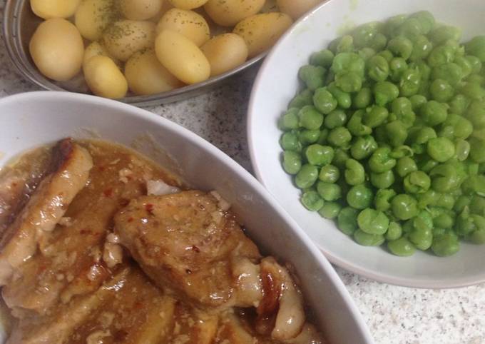 Easiest Way to Make Super Quick Homemade My Lazy Pork Steaks with Apple and Sweet Chilli