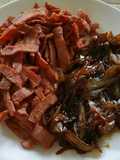 Pan Fried Turkey Bacon and Carmelized Onions Side Dish