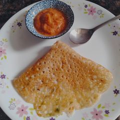 A picture of #Nov#W1#Crispy Dosa & spicy garlic, tomato chutney.