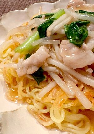 A picture of Easy Pork and Bean Sprout Stir-Fried Noodles.