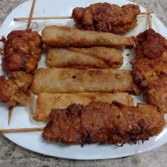 A picture of Chicken sticks&chicken roll.