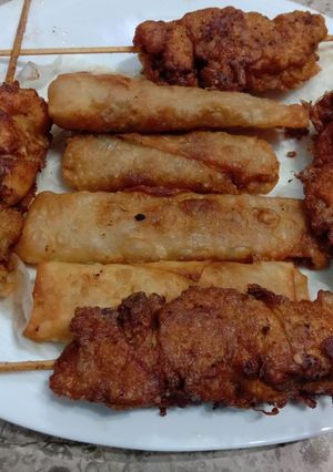 A picture of Chicken sticks&chicken roll.