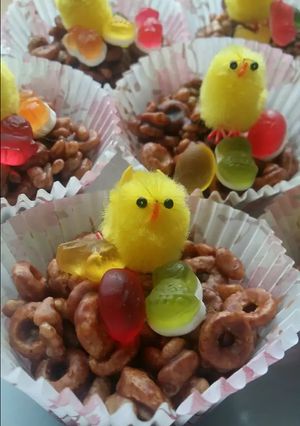 A picture of Vickys Easter Chocolate Nests, GF DF EF SF NF.