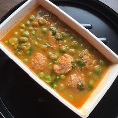 Peas soya in tomato besan curry A picture of Peas soya in tomato besan curry.