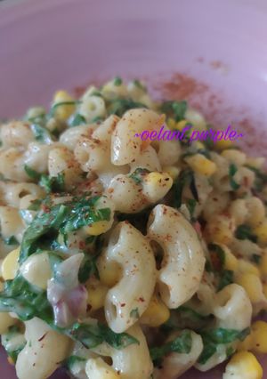 Foto resep Macaroni, Spinach and Corn with Spicy and Creamy Sauce
