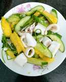 Mực xào thơm+dưa leo