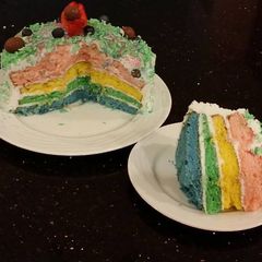 Vanilla Layer Cake with Whipped White Chocolate Filling and Fros A picture of Vanilla Layer Cake with Whipped White Chocolate Filling and Fros.