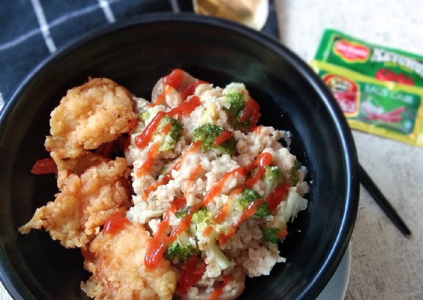 Oats Masak Brokoli & Bakso