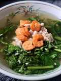 Canh rau tần ô nấu tôm khô thịt xay