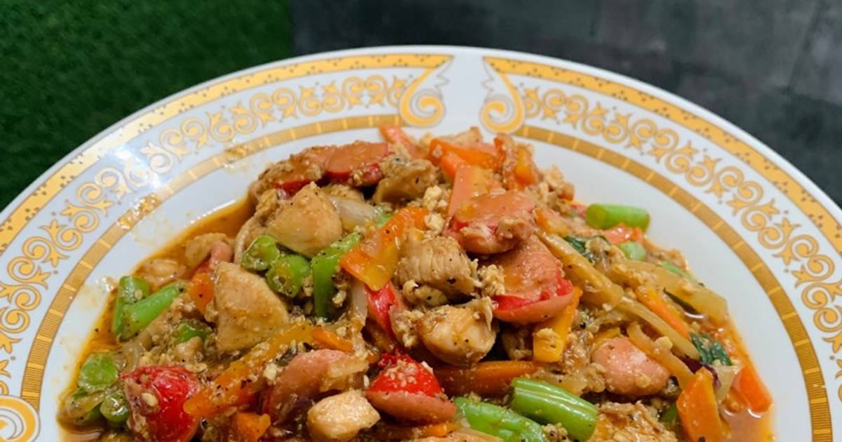 Resep Tumis Ayam Sosis Lada Hitam Oleh Atika Putri Cookpad