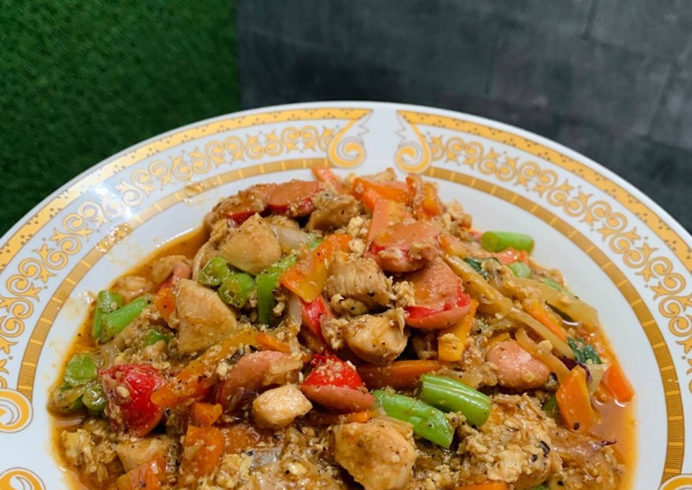 Tumis Sayur Ayam Sosis Saus Lada Hitam