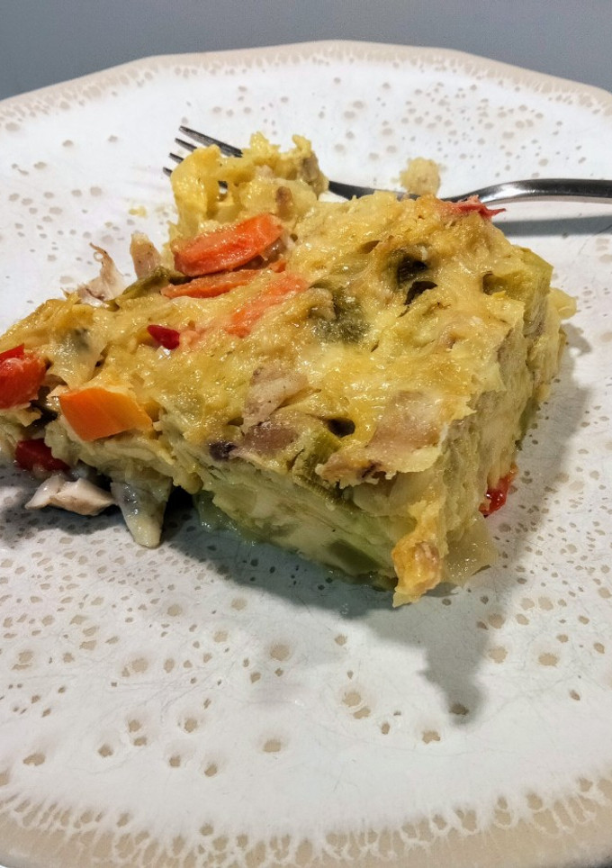 Una foto de Pastel de verduras y pollo
