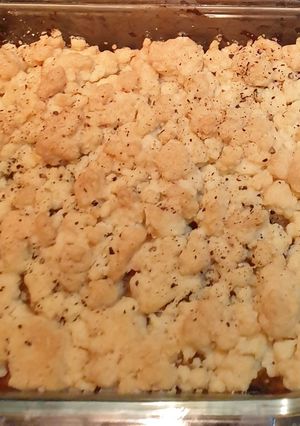 Une photo de Crumble poireau / Boursin