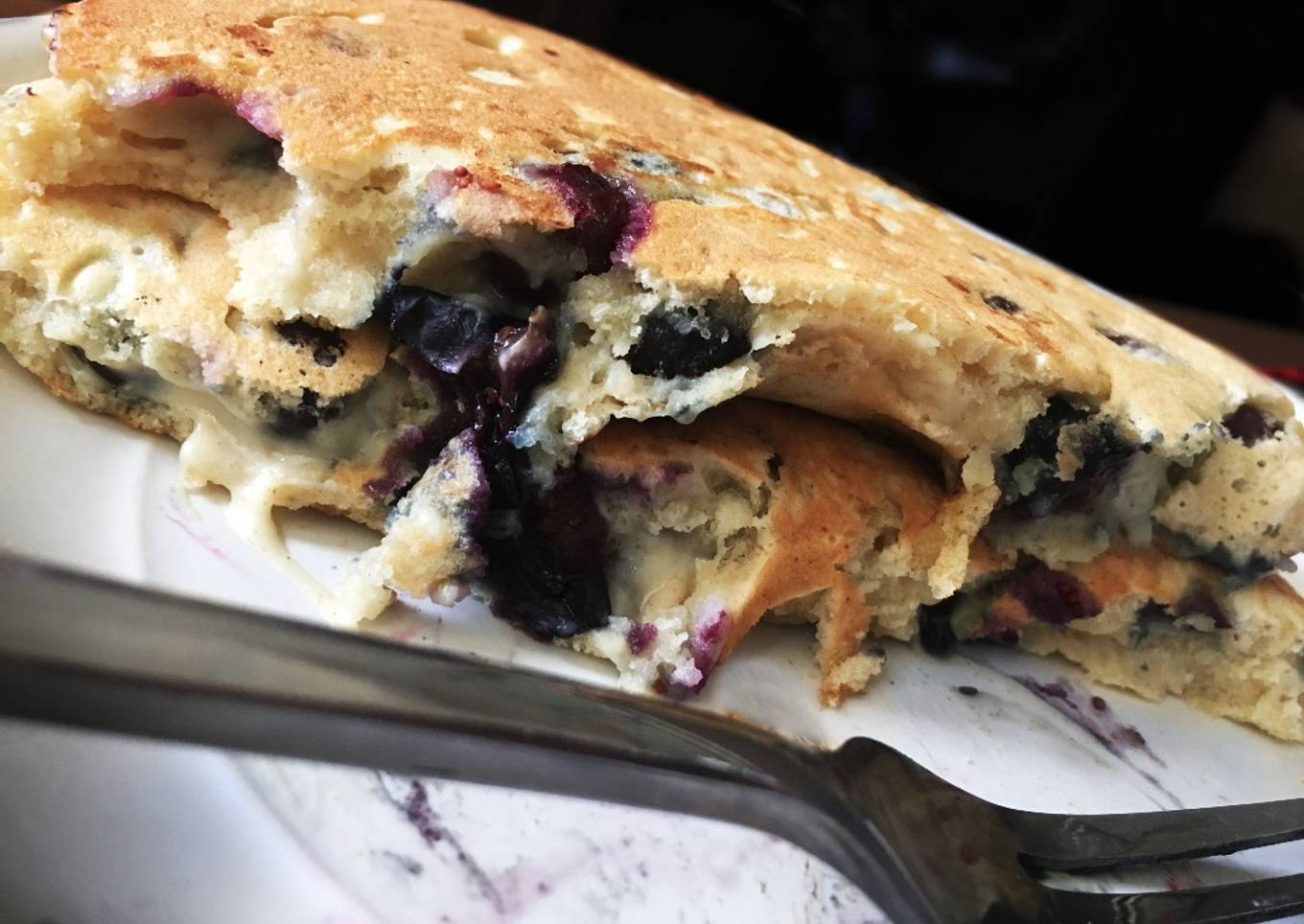 Soft vegan blueberry pancakes