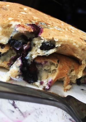 A picture of Fluffy Vegan Blueberry Pancakes.