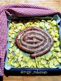 Luganica con zucchina e patate al forno con olio di Canino DOP