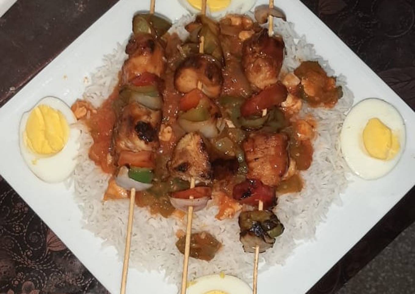 Chicken shashlik.