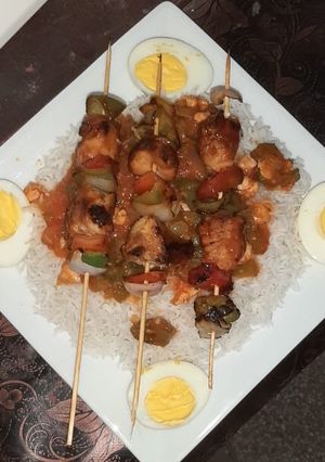 A picture of Chicken shashlik..