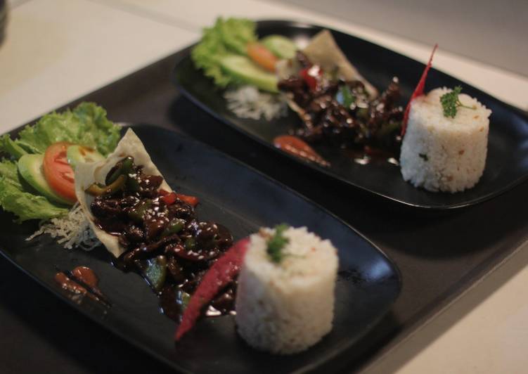 Proses meracik Black Pepper beef with Hainan Rice, Bikin Ngiler