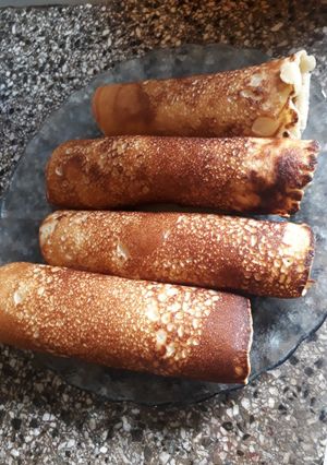 Una foto de Hotcakes envueltos, relleno de dulce de leche 👌🥞
