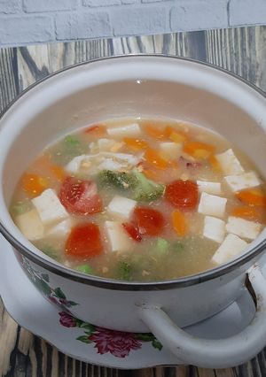 Foto resep Sup Tahu Telor (Menu Diet Sehat)
