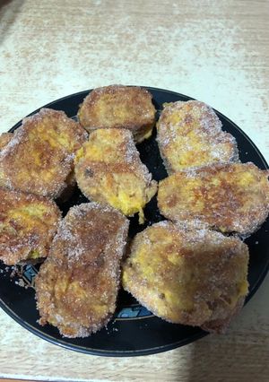 Una foto de Torrijas de flan y pan integral