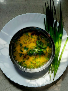A picture of Toor Dal with Green Garlic Chives.