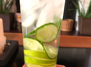 A picture of Summer refreshing drink cucumber lemon water.