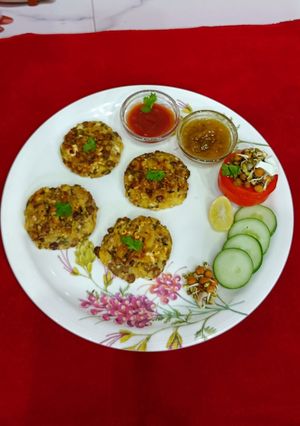A picture of Paneer Sprouts Tikkis High Protein Pan fried Starter for Parties.