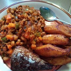 A picture of Special faten wake da plaintain da kifi.