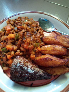 A picture of Special faten wake da plaintain da kifi.