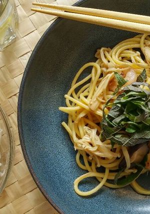 Foto resep Spagehtti ala Jepang - Mushroom & Shrimp (#pr_pasta)
