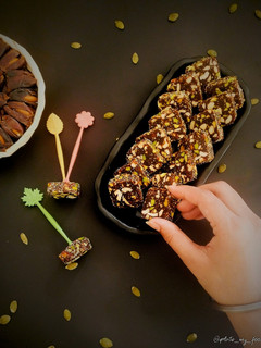 A picture of Dates and nuts roll.